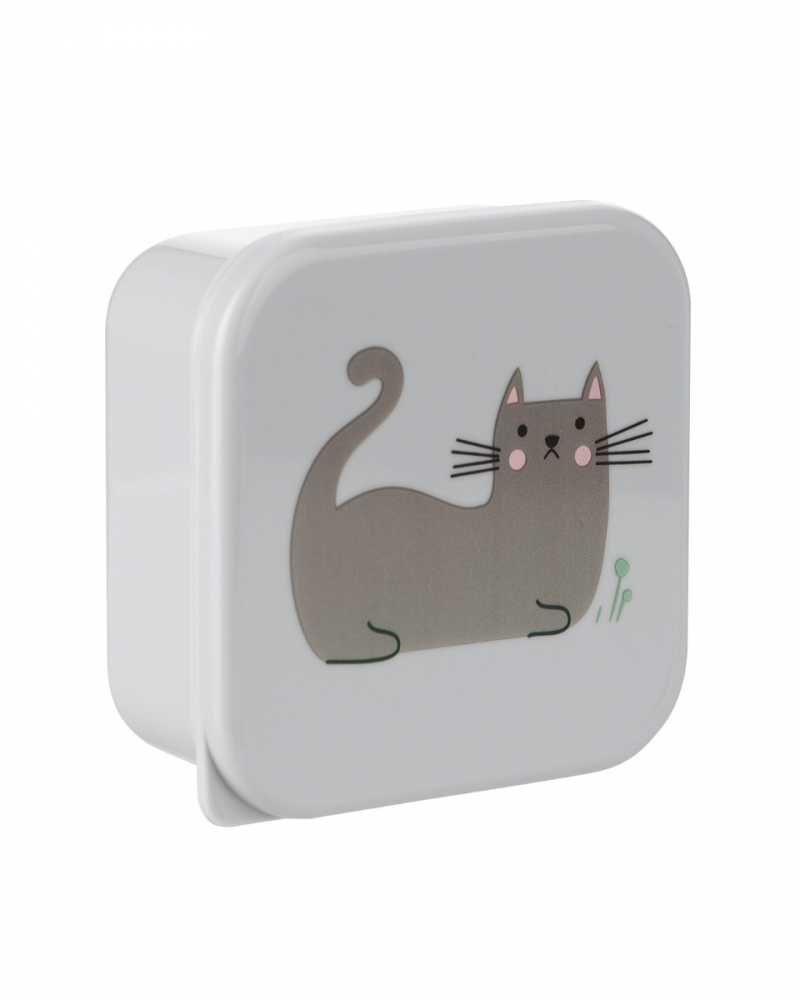 Set 4 cutii pentru pranz KikkaBoo Kitty Cat Grey - 2 | YEO