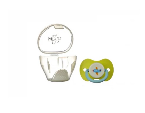 Suzeta Minut Baby 0+ si cutie pentru sterilizare verde