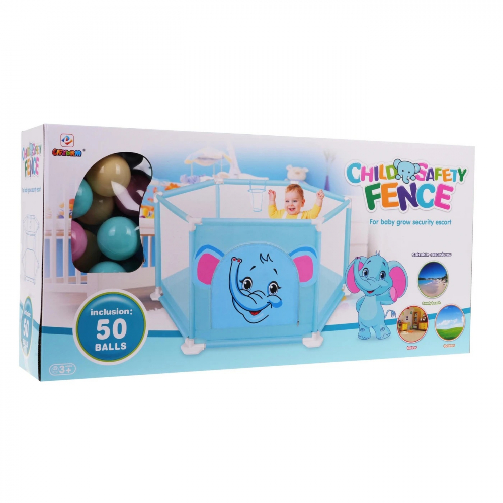 Tarc de joaca pentru copii cu 50 bile multicolore Blue Elephant - 7