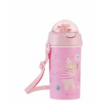 Cana cu pai din silicon si curea KikkaBoo 450ml KikkaBoo Music Fest Pink