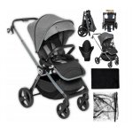 Carucior reversibil cu pliere compacta spatar si viziera reglabile Kidnort Isbjorn Grey pana la 22 kg, roti cu suspensii, accesorii incluse, suport pentru pahar