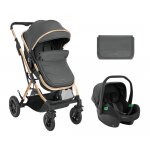 Carucior transformabil KikkaBoo 3 in 1 Kaia Dark Grey 2024 i-Size