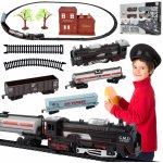 Circuit electric cu tren, locomotiva si 3 vagoane 270 cm