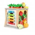 Cub educational Montessori din lemn cu activitati 6 in 1