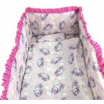 Lenjerie de pat 3 piese cu cearceaf plapumioara si pernuta slim 140x70 cm Croitoria Noastra unicorni Roz