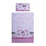 Lenjerie patut cu 5 piese 120x60 cm Balerina fond roz