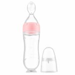 Lingurita din silicon Kidnort cu rezervor gradat 90 ml Retter Sommar Hjarta Pink