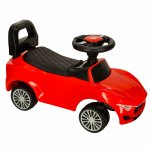 Masinuta pentru copii fara pedale Ikonka Red Baby Car, cu sunete si lumini, spatar inalt cu posibilitatea de impingere, spatiu de depozitare, 3-6 ani, greutate maxima admisa 30 kg
