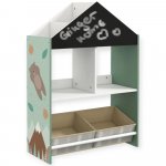 Organizator din lemn Ginger home cu 2 cutii textile, rafturi si tabla Forest