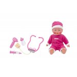 Papusa bebelus 35 cm interactiva Globo Bimbo cu pijama moale si caciulita