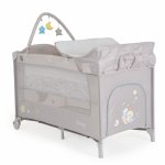 Patut pliabil Moni cu doua nivele si roti Sleepy New Grey 120x60 cm