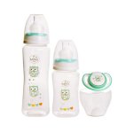 Set 2 biberoane 125 ml si 250 ml + suzeta in cutie sterilizare Minut Baby 0+ verde