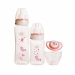 Set 2 biberoane 125 ml si 250 ml + suzeta in cutie sterilizare Minut Baby 0+ piersica