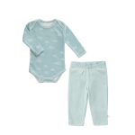 Set body maneca lunga Rainbow blue + pantaloni 6-12 luni