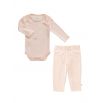 Set body maneca lunga Rainbow rose + pantaloni 6-12 luni