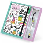 Set cadou cu carnet A5 si pix erasable cu design unicorn