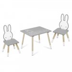 Set masuta cu 2 scaunele din lemn Ricokids Bunny