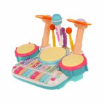 Set muzical pentru copii Toba Pian si Microfon 43 cm multicolor