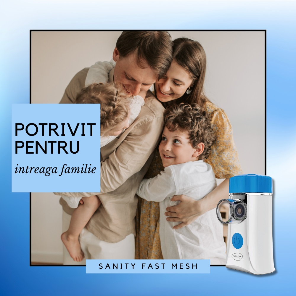 Aparat aerosoli Sanity Fast Mesh pentru copii si adulti portabil alb - 1 | YEO