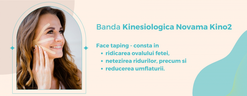 Banda Kinesiologica Novama Kino2 impermeabila, moale si confortabila fara latex 5 cm x 5 m bej - 2 | YEO