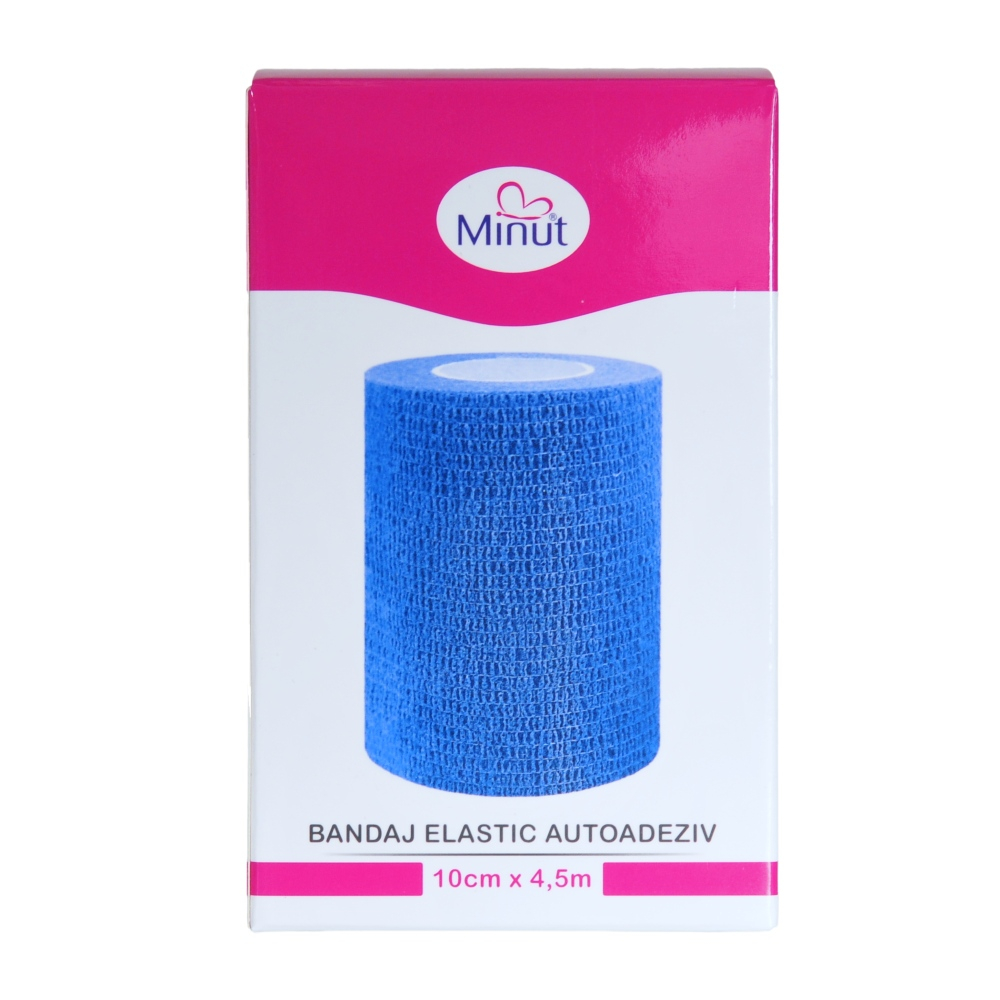 Bandaj elastic autoadeziv Minut albastru 10 cm x 4.5 m