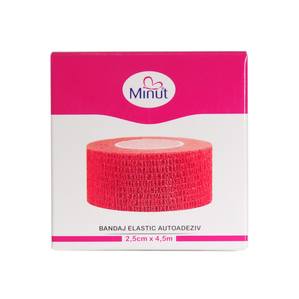 Bandaj elastic autoadeziv Minut rosu 2.5 cm x 4.5 m