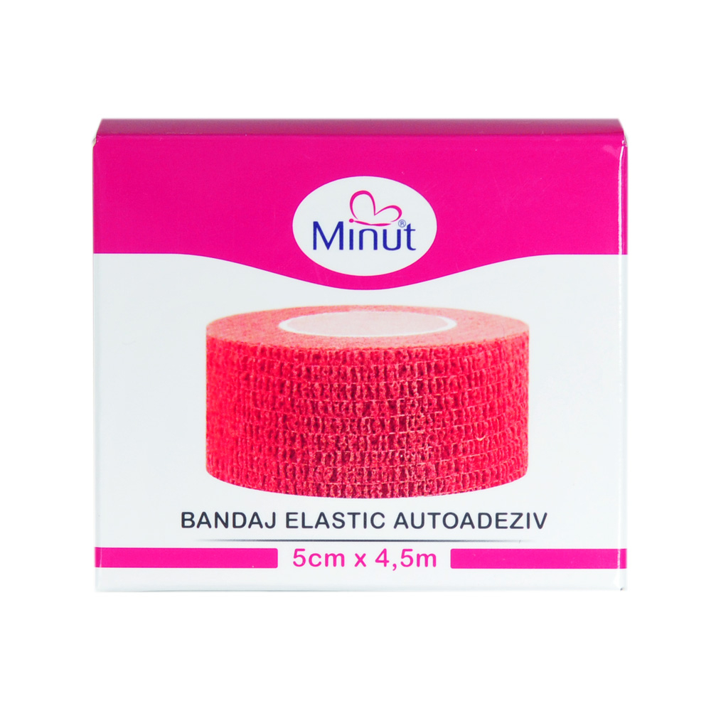 Bandaj elastic autoadeziv Minut rosu 5 cm x 4.5 m