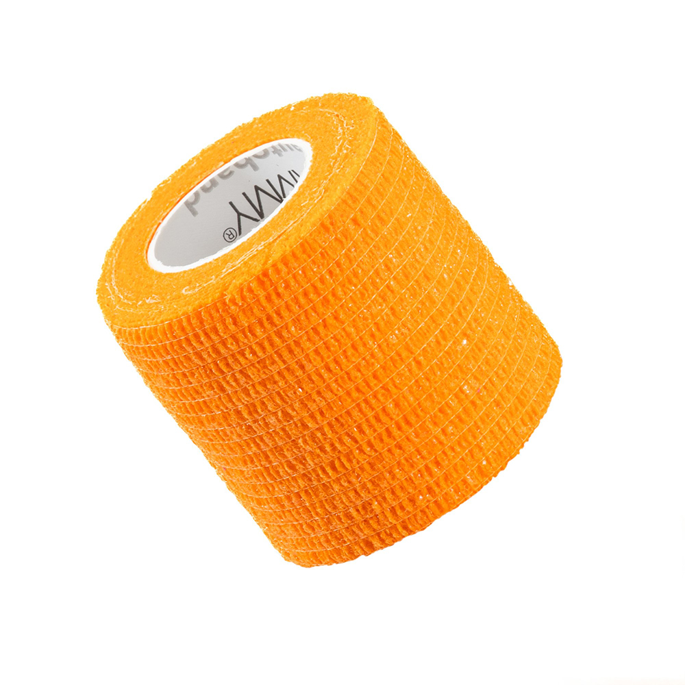 Bandaj elastic autoadeziv Vitammy Autoband tehnologie cu microfibre fara lipici rezistent la apa 5x450 cm portocaliu