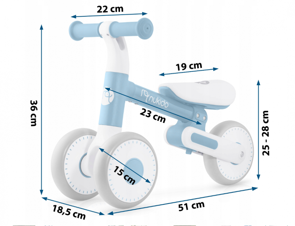 Bicicleta de echilibru Nukido cu inaltime sezut reglabila Albastru - 4