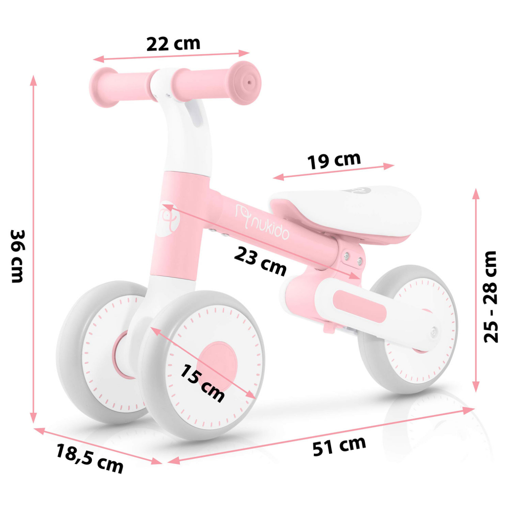 Bicicleta de echilibru Nukido cu inaltime sezut reglabila Roz - 3 | YEO