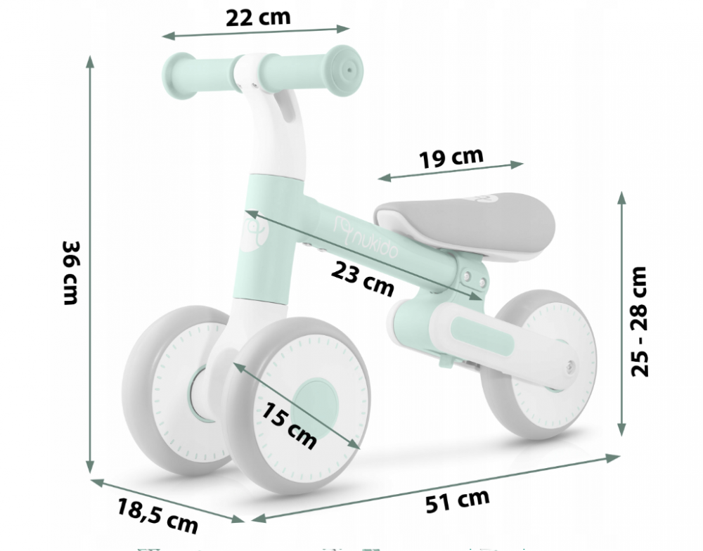 Bicicleta de echilibru Nukido cu inaltime sezut reglabila Verde - 5