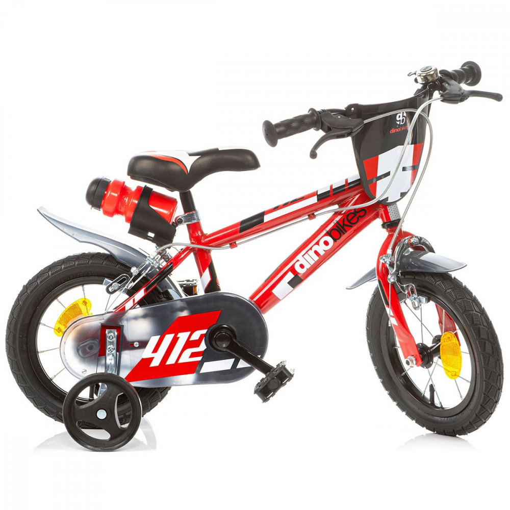 Bicicleta pentru copii model 412 Dino Bikes 12 inch rosu - 1