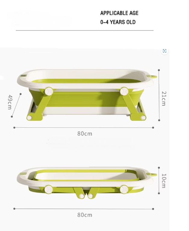 Cadita pentru copii, Little Mom, design modern, pliabil, cu termometru display digital, dop pentru evacuarea apei, suport pentru agatare, capacitate 42L, dimensiune 80 x 49 x 21 cm, Grey - 2 | YEO