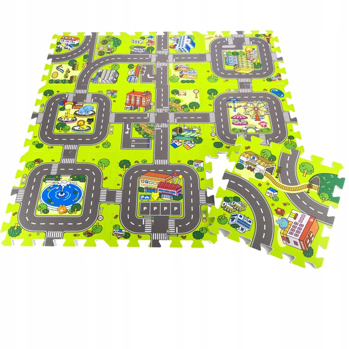 Covor puzzle din spuma EVA 90x90cm City Circuit - 6