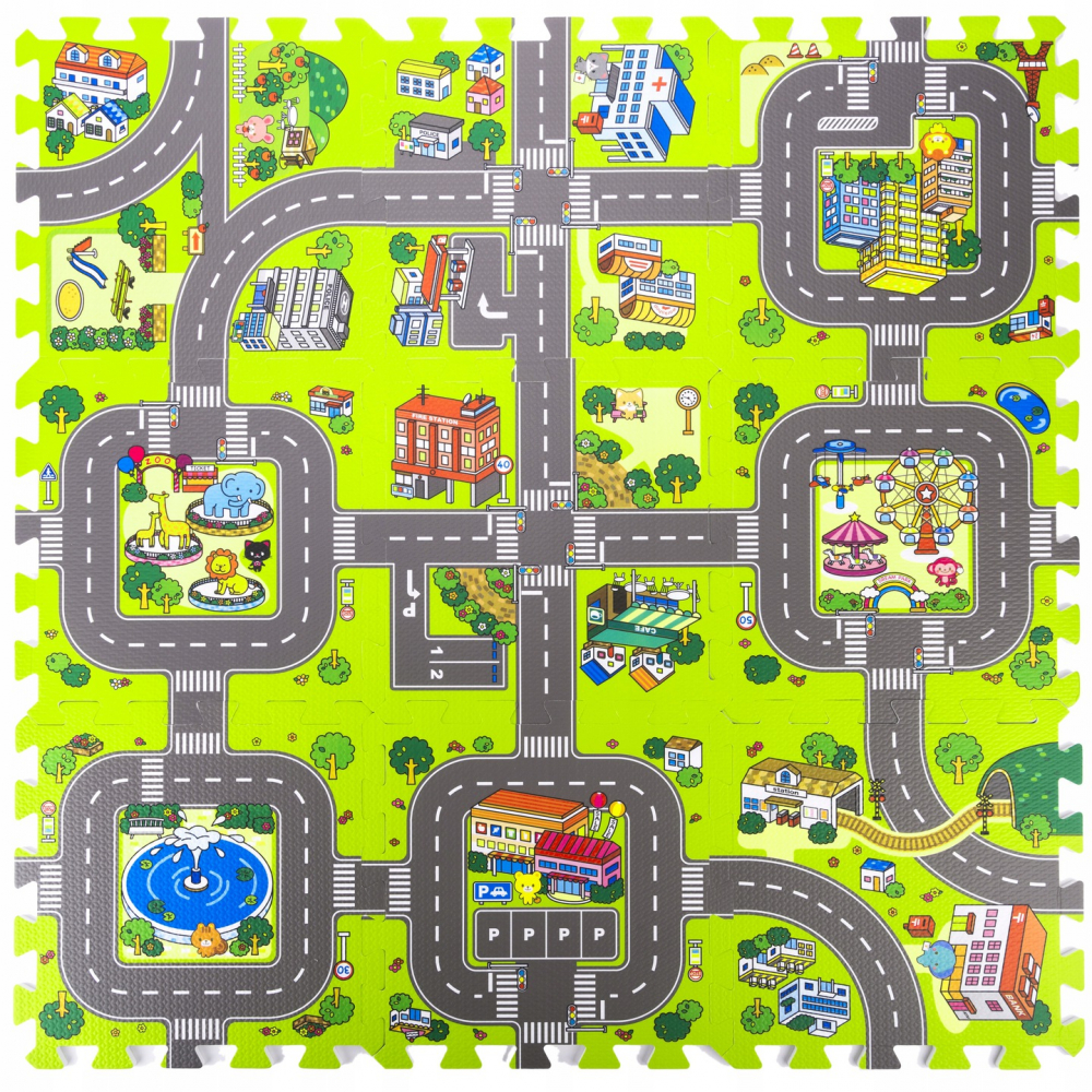 Covor puzzle din spuma EVA 90x90cm City Circuit - 5