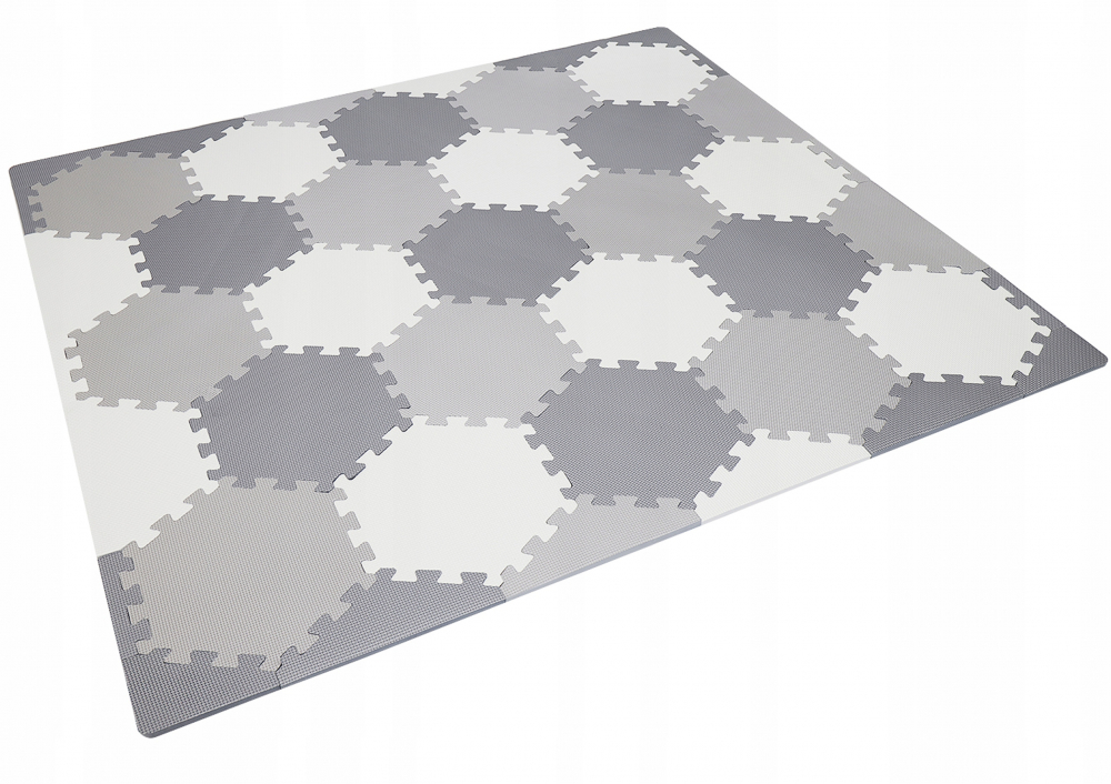 Covor puzzle din spuma EVA cu 43 elemente 150x130X1.2 cm Hexagonal Grey - 1