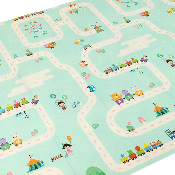 Covoras educational din spuma XPE cu doua fete 180x200 cm Animals Road