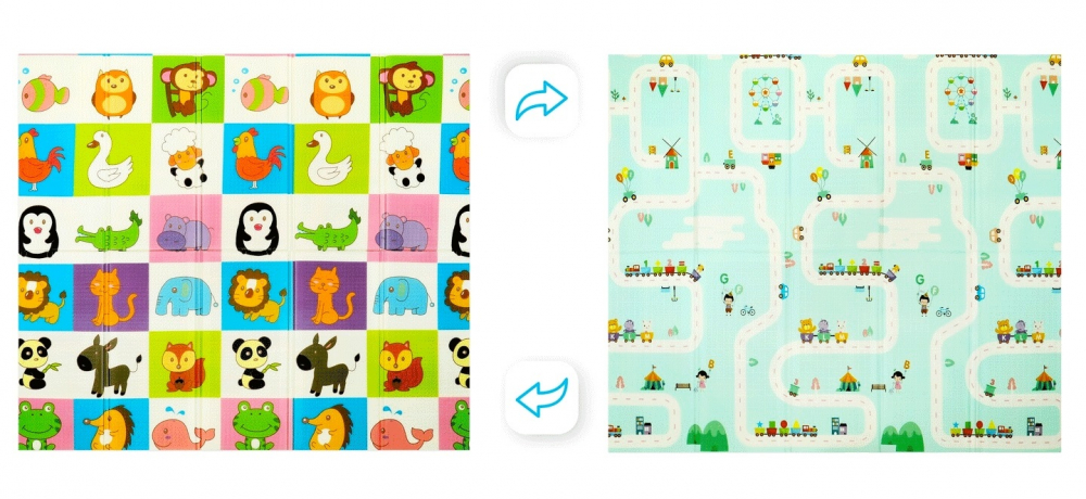 Covoras educational din spuma XPE cu doua fete 180x200 cm Animals Road - 1 | YEO