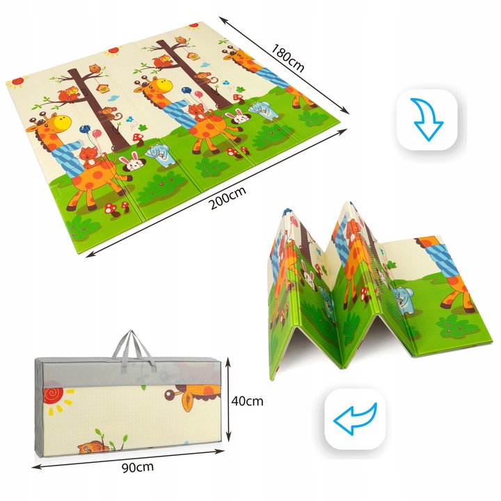 Covoras educational din spuma XPE cu doua fete 180x200 cm City Animals - 1