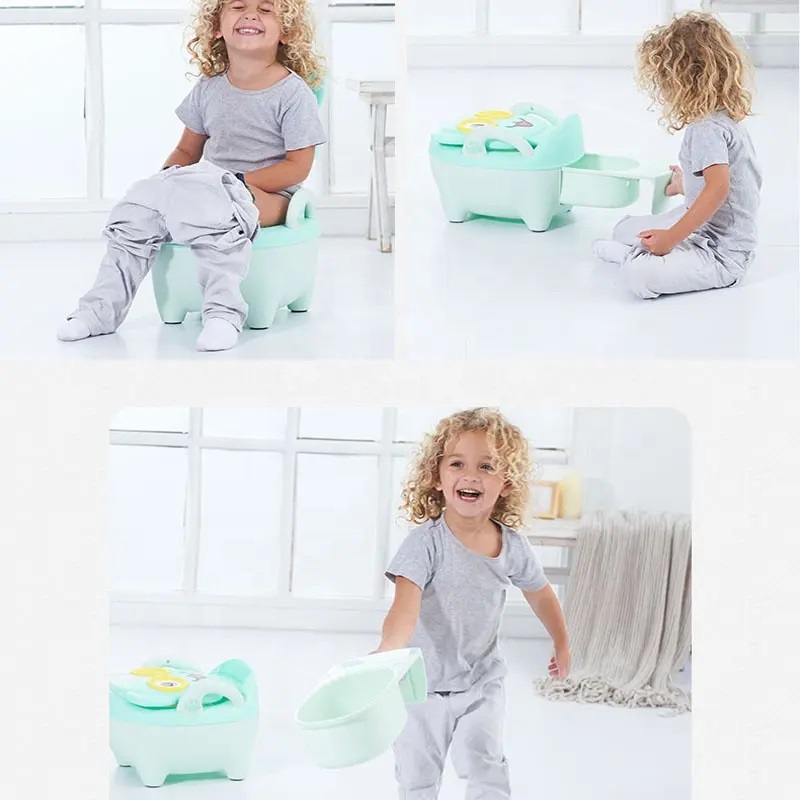 Olita pentru copii Little Mom Smiling Cat Blue, cu colac din PVC, cu compartiment de colectare detasabil, manere de sustinere, spatar ergonomic, protectie antistropire, margini rotunjite, 50 x 38 x 31 cm - 1 | YEO