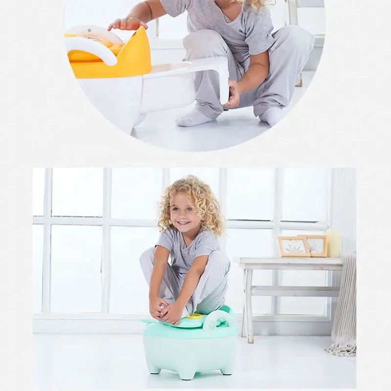Olita pentru copii Little Mom Smiling Cat Blue, cu colac din PVC, cu compartiment de colectare detasabil, manere de sustinere, spatar ergonomic, protectie antistropire, margini rotunjite, 50 x 38 x 31 cm - 3 | YEO