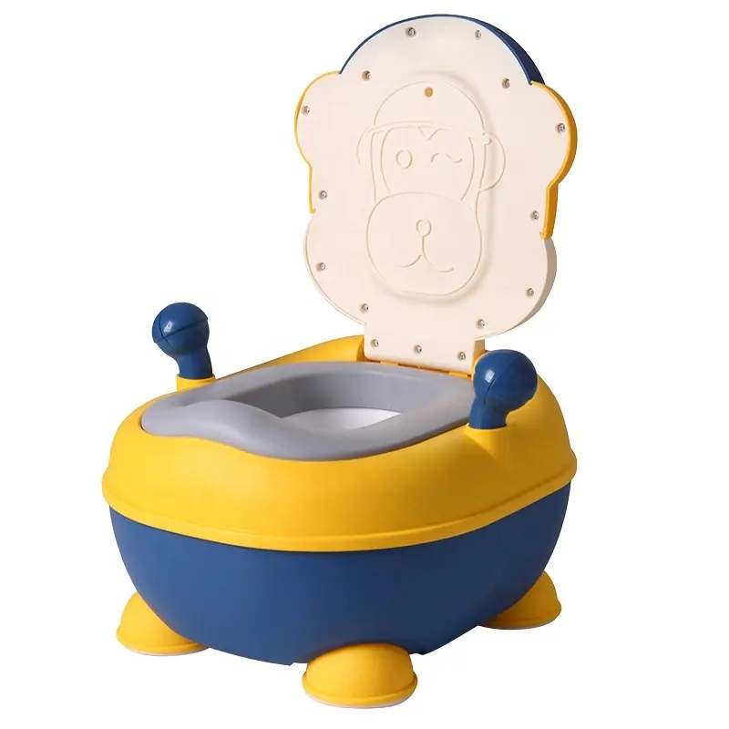 Olita pentru copii Little Mom Monkey Yellow, cu adaptor moale din spuma PU, manere laterale, capac rabatabil in 4 trepte cu functie de spatar ergonomic, cu vas colector detasabil, dimensiune 33 x 35 x 47.5 cm - 3 | YEO