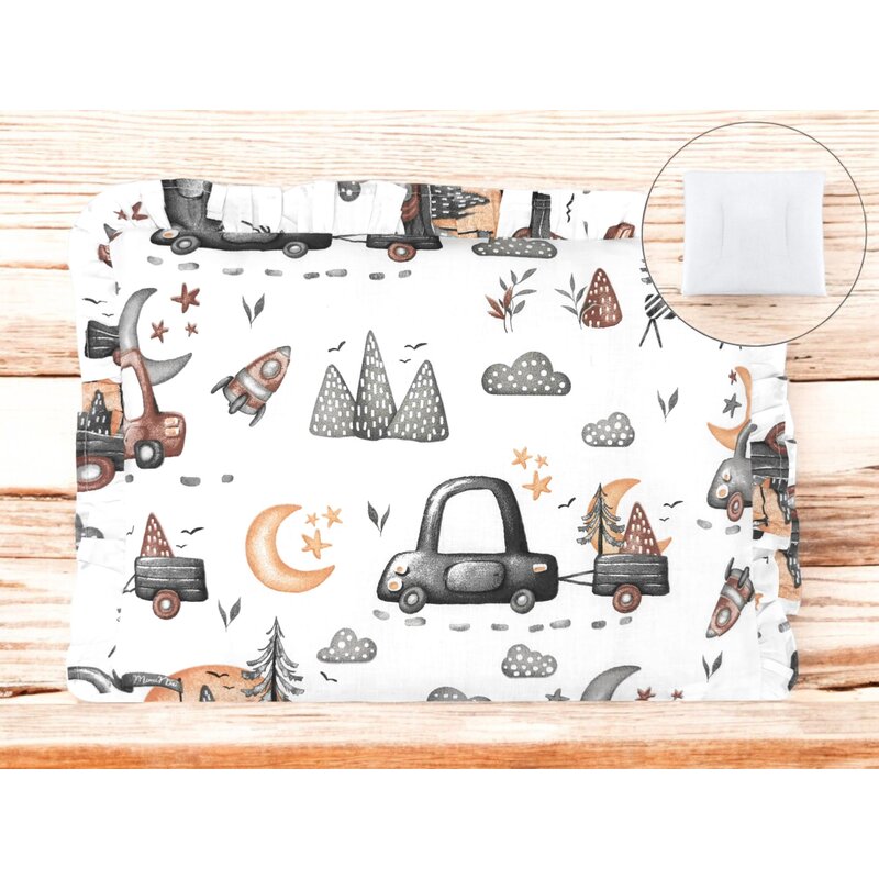 Perna clasica de dormit MimiNu din bumbac cu volanas 30x40 cm Cars Grey