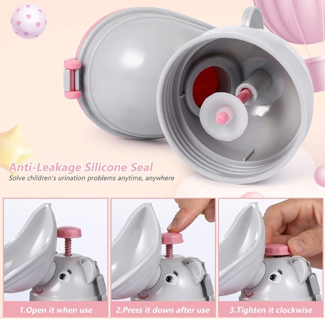 Pisoar portabil pentru fetite, Little Mom, Reutilizabil, design ergonomic si intuitiv, dimensiune 22 x 8 cm, capacitate 500 ml, Travel Pink - 1 | YEO