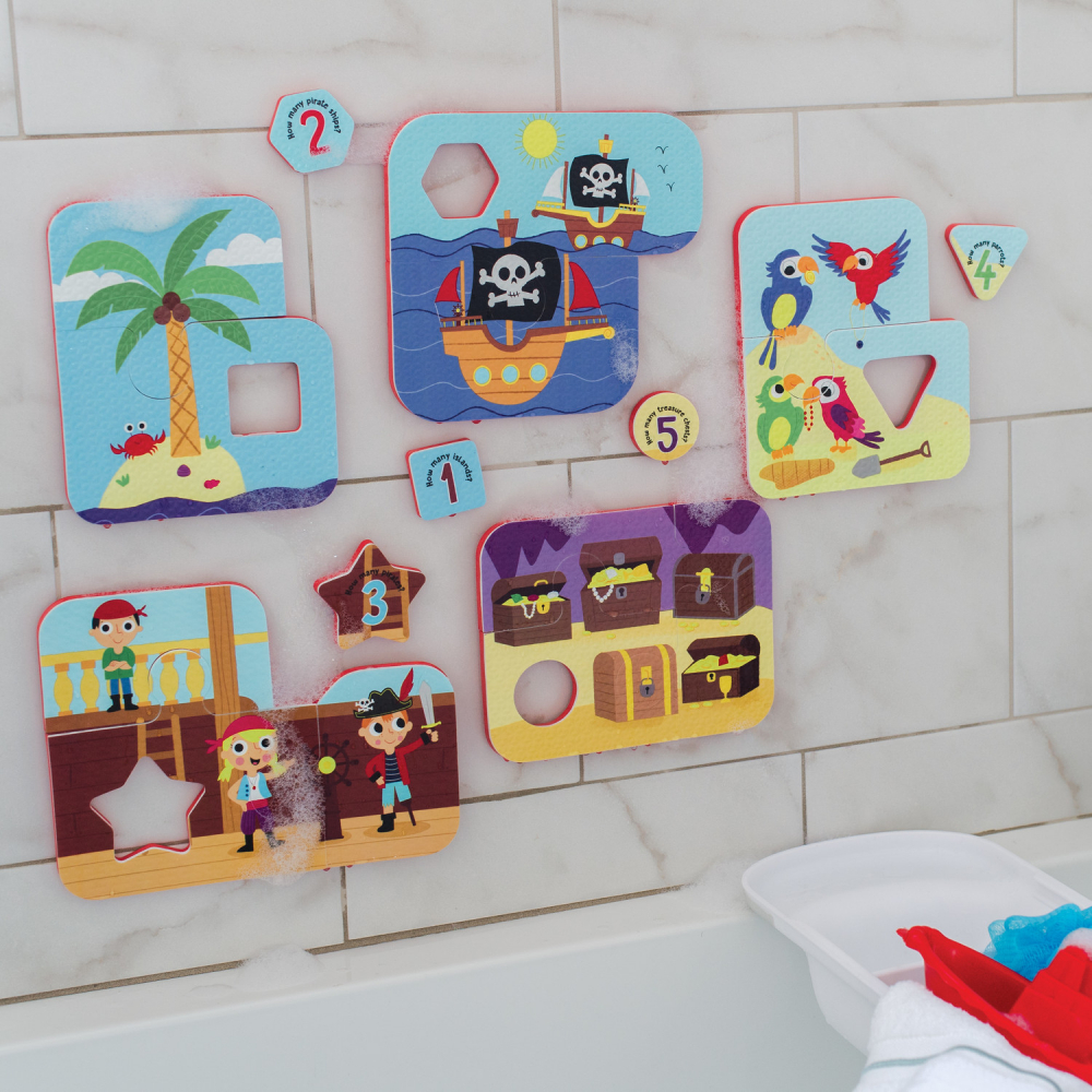 Puzzle de baie cu piese mari de spuma Playful Pirates Bath Puzzle - 1 | YEO