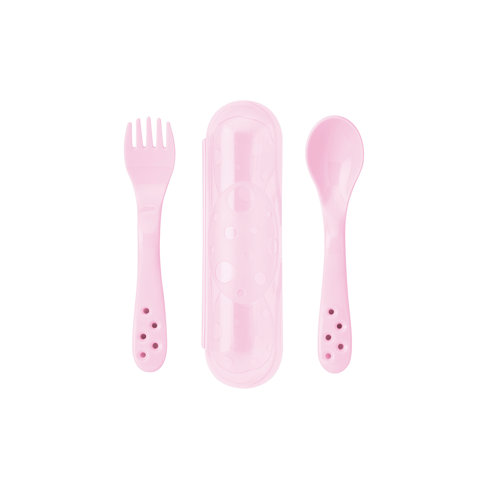 Set 2 lingurite ergonomice in carcasa rose