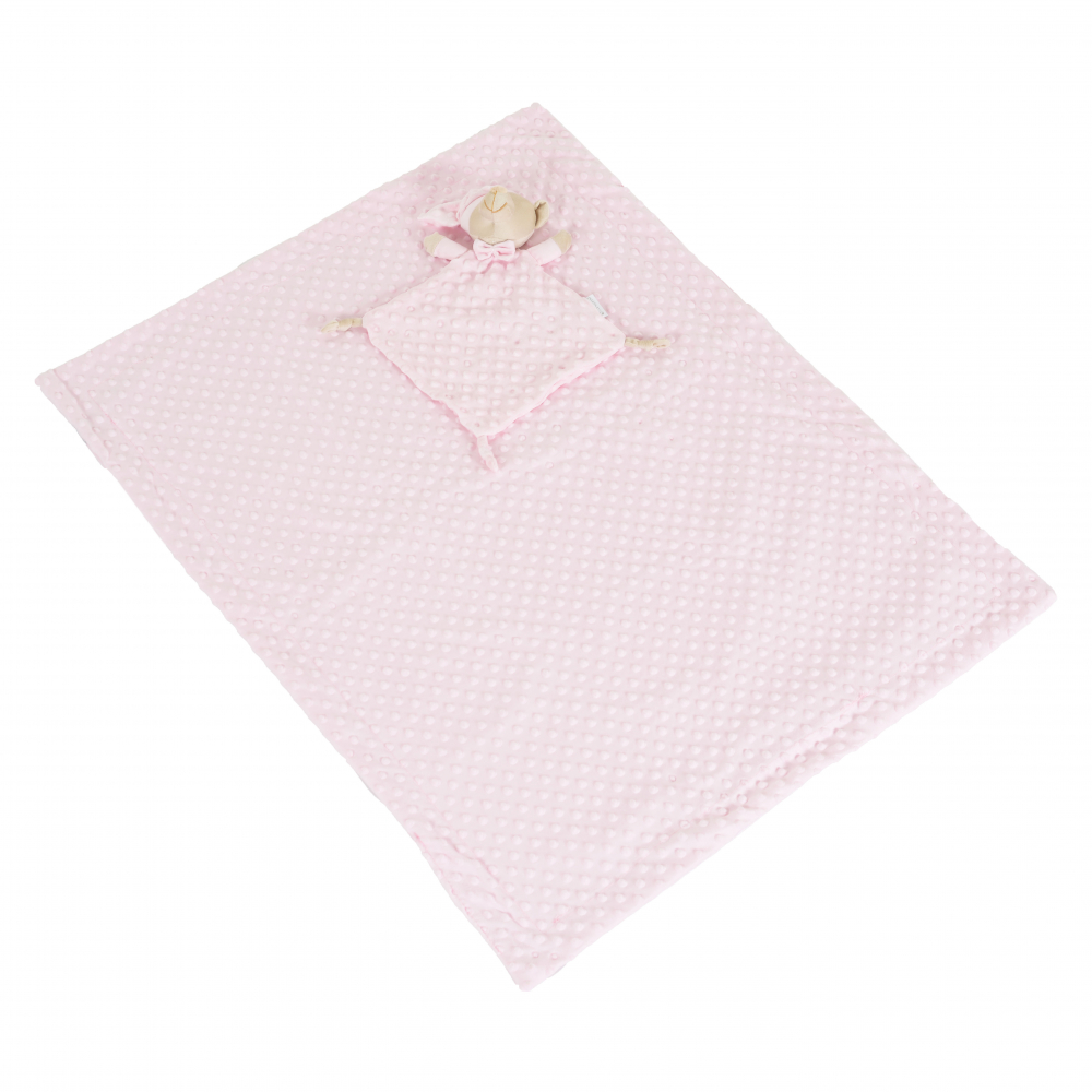 Set paturica 75x100cm si jucarie de atasament Cangaroo Bennie Pink - 1 | YEO