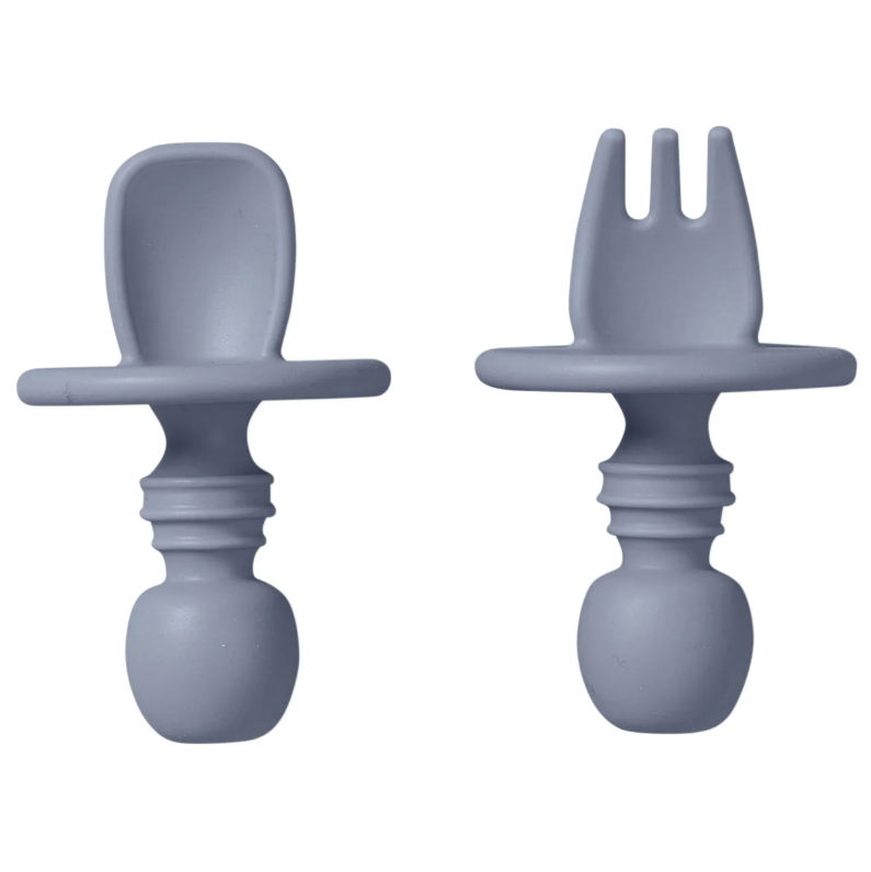 Set tacamuri pentru autodiversificare cu protectie anti-inec silicon Cutlery blue