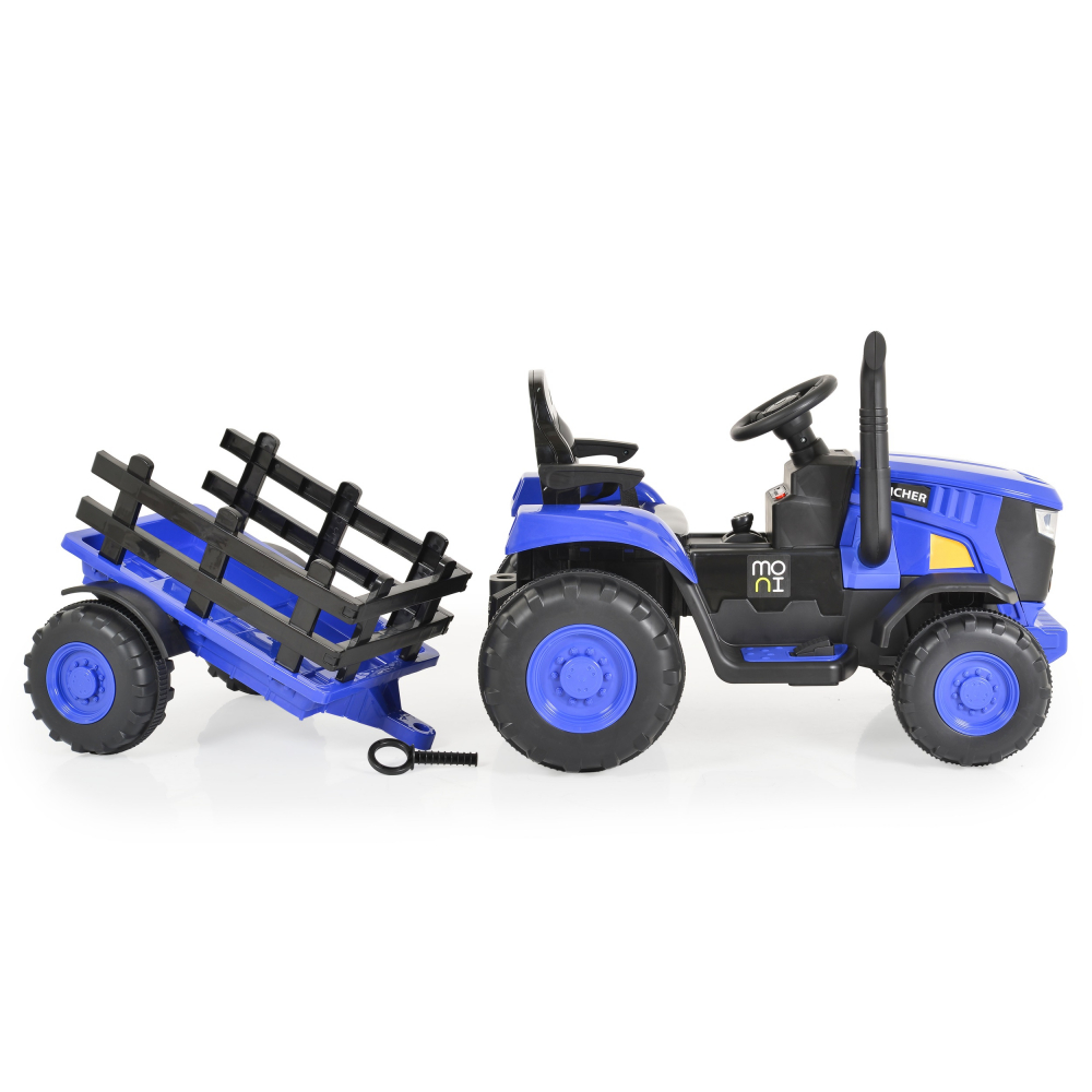 Tractor electric 70W cu remorca si telecomanda Moni Rancher Blue - 4