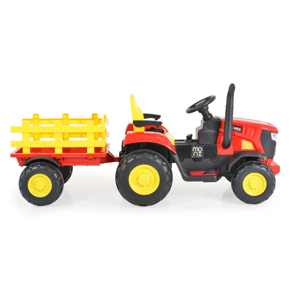 Tractor electric 70W cu remorca si telecomanda Moni Rancher Red